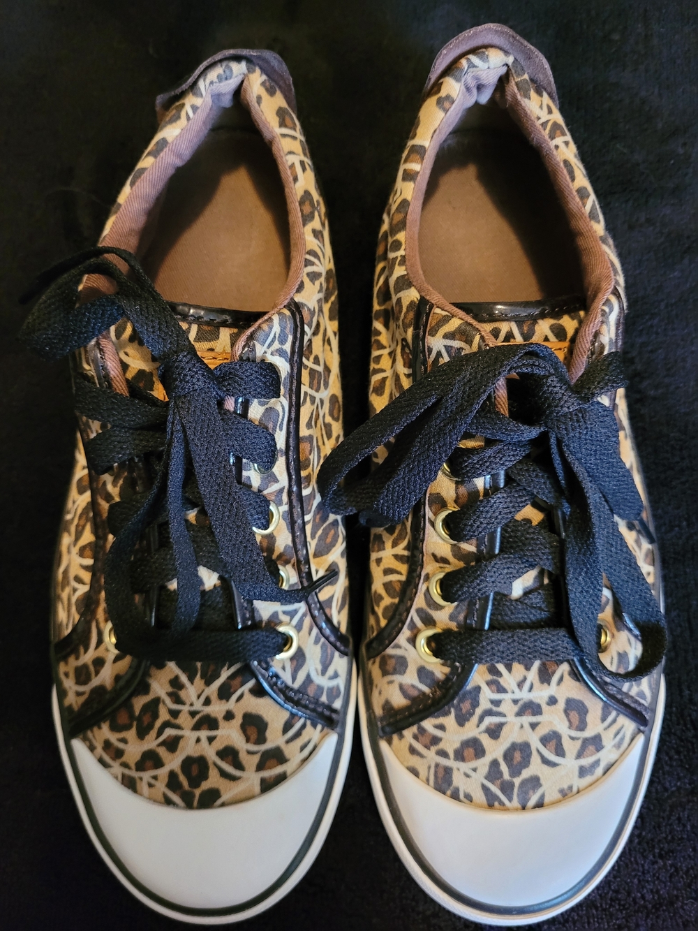 Coach Barrett A1636 Leopard Print Signature C Women's Lace-Up Sneakers Size 8